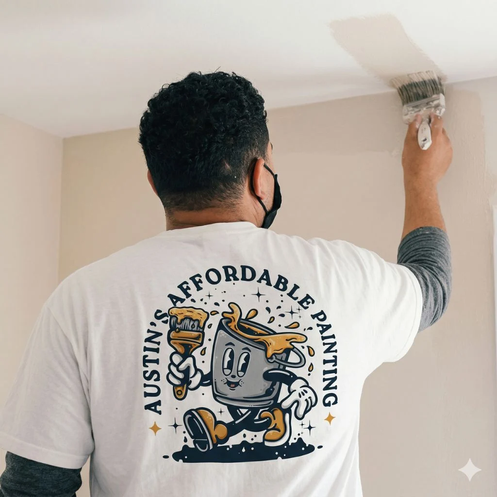 Austin’s Affordable Painting team member painting an interior wall.